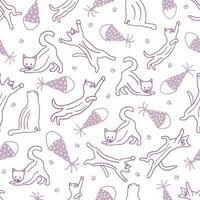 Seamless pattern with cats in different poses. Vector