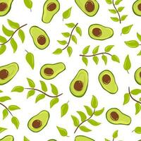 Seamless pattern avocado and twigs. Vector hand drawn