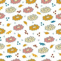 Seamless pattern with bright flowers and leaves vector