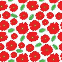 Seamless pattern with red poppies flowers. Vector print