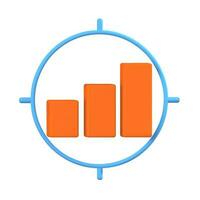 3d render icon Graph chart in the target ring isolated vector illustration