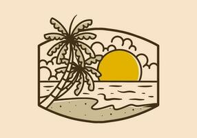 Vintage art illustration of a beach vector