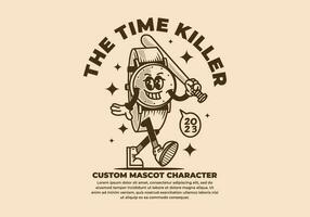 mascota personaje diseño de un reloj vector