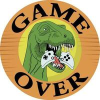 Hand drawn vector dinosaur illustration. Trex game over. For t-shirt prints and other.