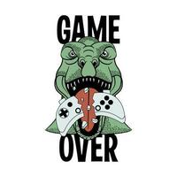 Hand drawn vector dinosaur illustration. Trex game over. For t-shirt prints and other.