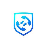 Secure phone call icon with a shield vector