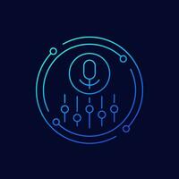 microphone settings icon, linear design vector