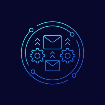 icono de automatización de correo electrónico, diseño lineal vector