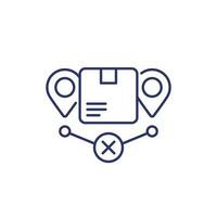 order delivery problem line icon with parcel, box vector