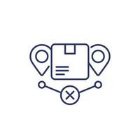 order delivery problem line icon with parcel, box vector