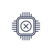 chip failure or microchip error line icon on white vector