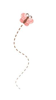 Flying Butterfly trail with dashed line route. Nature Spring Summer Design Element vector