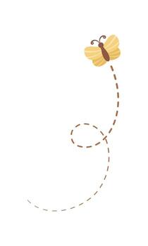 Flying Butterfly trail with dashed line route. Nature Spring Summer Design Element vector