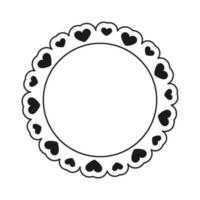 Round scalloped frame with hearts pattern, Pastel Cute Valentines Frame Border vector