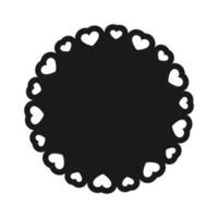 Round scalloped frame with hearts pattern, Pastel Cute Valentines Frame Border vector