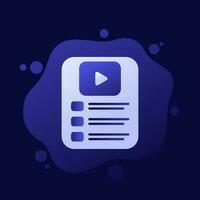 video playlist vector icon for web and apps