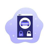 smart lock for a car mobile app design, vector