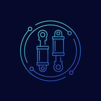 Hydraulic cylinders icon, linear design vector