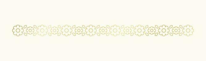 Gold floral separators border, text dividers. Line borders botanical luxury design element. vector