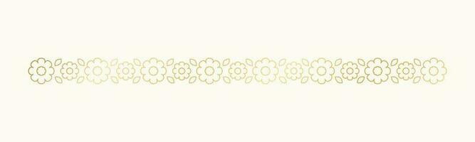 Gold floral separators border, text dividers. Line borders botanical luxury design element. vector