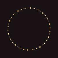 Gold Round Christmas Fairy Lights Frame Border. Abstract golden dots circle frame. vector