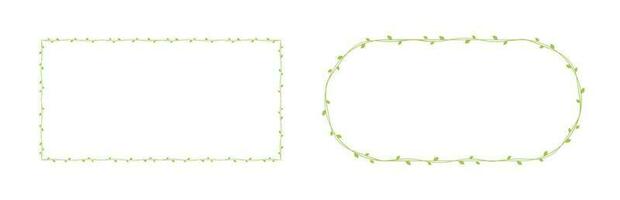 verde vino marcos y fronteras colocar, floral botánico diseño elemento vector ilustración