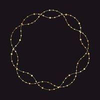 Gold Round Christmas Fairy Lights Frame Border. Abstract golden dots circle frame. vector