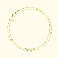 Gold Round Christmas Fairy Lights Frame Border. Abstract golden dots circle frame. vector