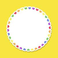 Round rainbow frame. Border template with copy space. Pride month flag concept. Vector flat illustration.