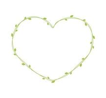 Heart Shape Frame Made of Fresh Green Vine Leaves, Valentines Day, Spring Summer Simple Minimal Design Element, Love Concept vector