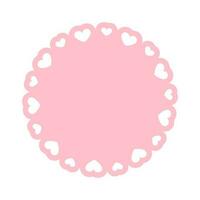 Circle scalloped frame with hearts, Pastel Cute Valentines Frame Border vector