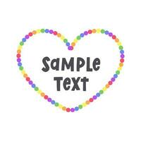 Rainbow heart shaped frame border. Valentines Day, Pride month flag concept. Vector flat illustration.