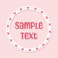 Circle scalloped frame with hearts, Pastel Cute Valentines Border vector