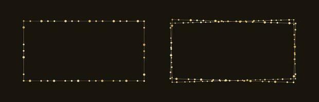 Gold Rectangle Christmas Fairy Lights Frame Border. Abstract golden dots circle pattern frame. vector