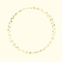 Gold Round Christmas Fairy Lights Frame Border. Abstract golden dots circle frame. vector