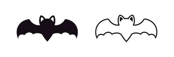 Bat icon logo silhouette and outline set, Halloween vampire sign symbol simple vector illustration