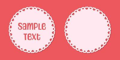 Round scalloped frame with hearts pattern text frame, Pastel Cute Valentines Frame Border vector