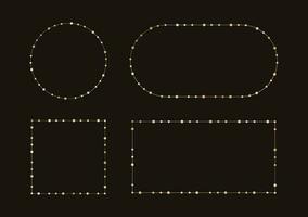 oro Navidad hada luces marco frontera colocar. resumen geométrico dorado puntos circulo marco recopilación. vector