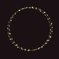 Gold Round Christmas Fairy Lights Frame Border. Abstract golden dots circle frame. vector