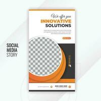 Corporate social media story for business presentation with orange gradient color geometric shapes and white background vector