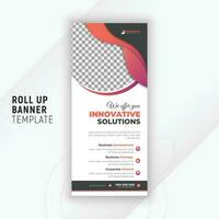 Corporate and innovative solutions roll up banner template, abstract gradient colorful design theme with white background vector