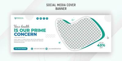 Healthcare and medical social media web banner and timeline cover photo design with white background and abstract gradient color shapes vector