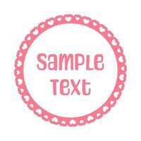 Round scalloped frame with hearts pattern text frame, Pastel Cute Valentines Frame Border vector