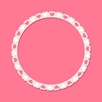Circle scalloped frame with hearts, Pastel Cute Valentines Frame Border vector