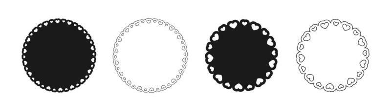 Round scalloped frame with hearts pattern set, Pastel Cute Valentines Frame Border