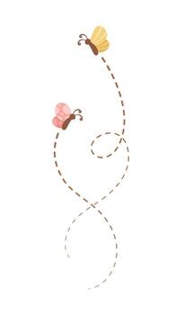 volador mariposa sendero con rayado línea ruta. naturaleza primavera verano diseño elemento vector