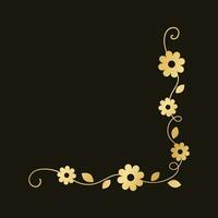 Spring gold floral corner borders. Flower page decoration doodle vector illustration.