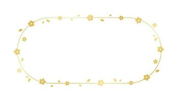 Gold Oval Floral Frame Silhouette Doodle. Golden Botanical border template, flourish design element for wedding, greeting card. vector