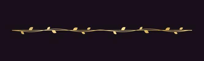 Gold vine separators border, text dividers. Floral line borders botanical luxury design element. vector