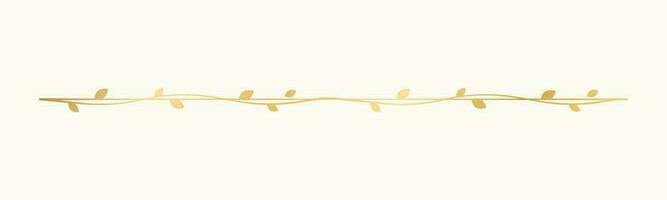 Gold vine separators border, text dividers. Floral botanical line borders elegant luxury design element. vector